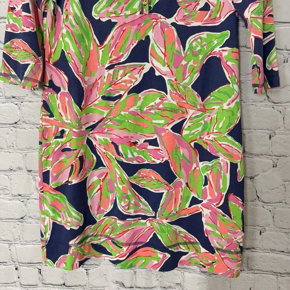 Lilly Pulitzer Palmetto Dress V-Neck The Vias Bright Navy Pima Cotton